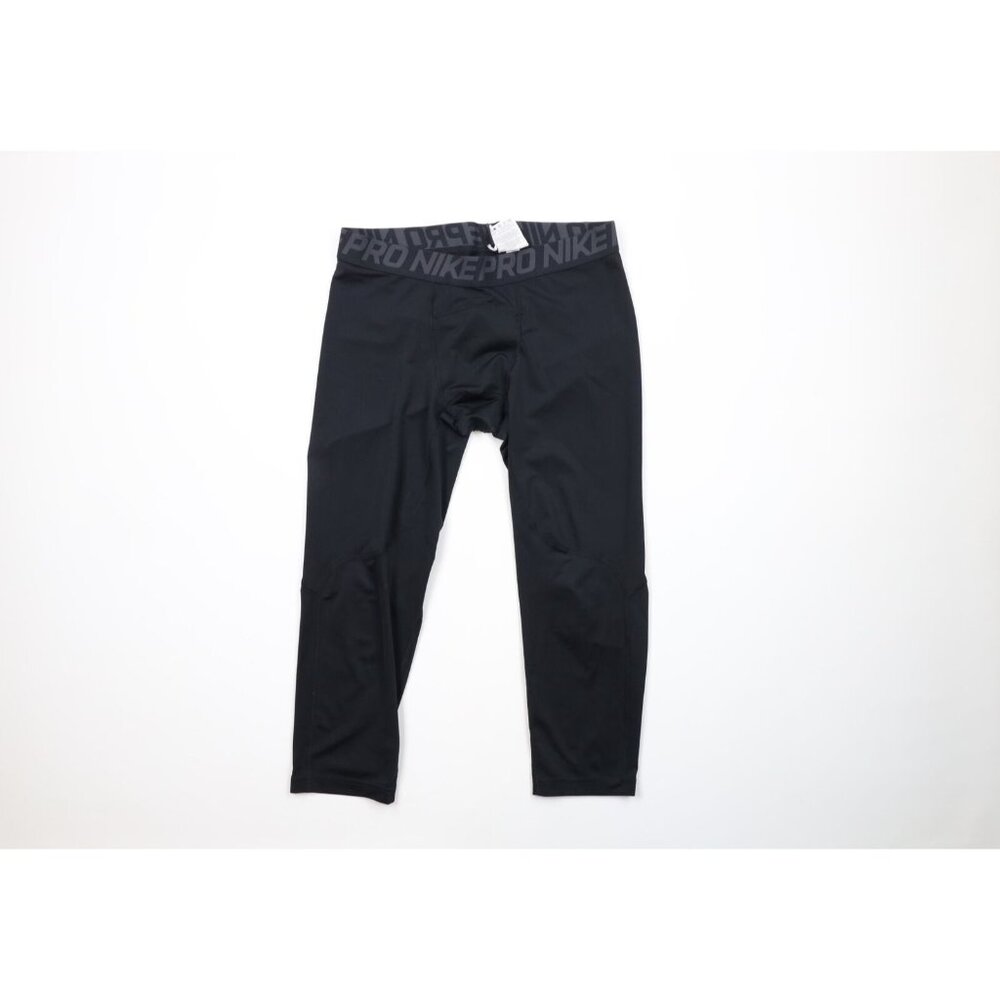 Nike Pro Mens Large Thrashed Training Running Spandex Capris Pants Tights Black